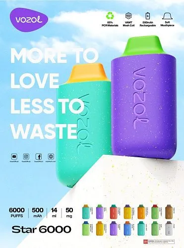 Vozol Star Алоэ Виноград (6000 затяжек)